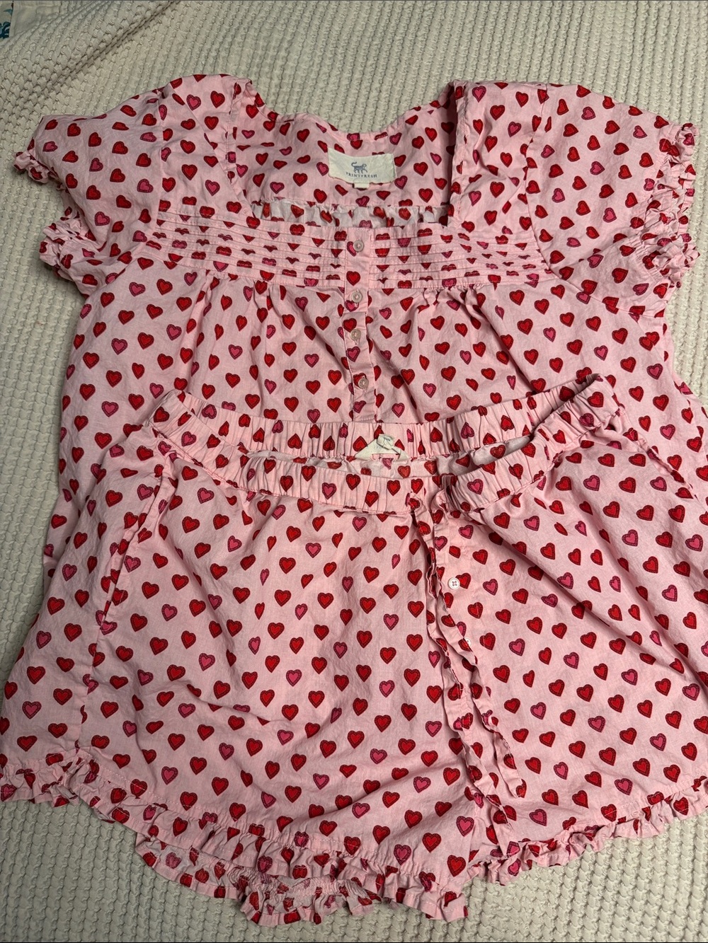 Printfresh Pink and Red Mini Heart Short Pajama Set L